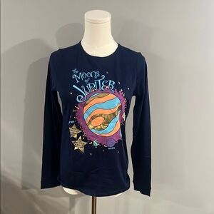 Lands' End Blue Long Sleeve Tee with Graphic Design